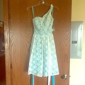 Mori Lee Bridesmaid Dress, 31003 Ivory & Turquoise